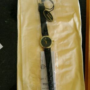 Diamond Quartz Watch with black case